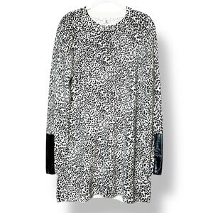 Tyler Boe Spotted Tunic Sweater Large black white cotton cashmere leopard‎ soft